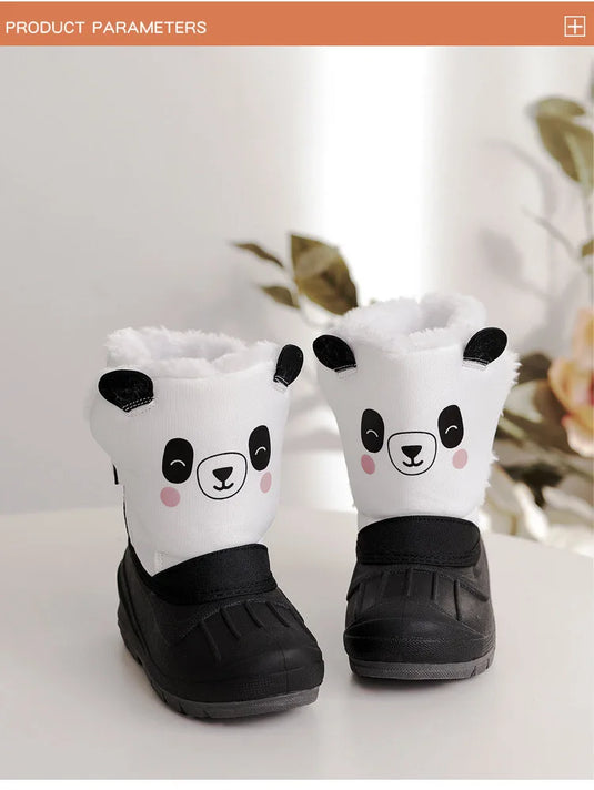 Winter Children Snow Boots Girls High-top Princess Boots Boys Anti-kick Thicken Cotton Shoes Baby Soft Waterproof Cartoon Boots