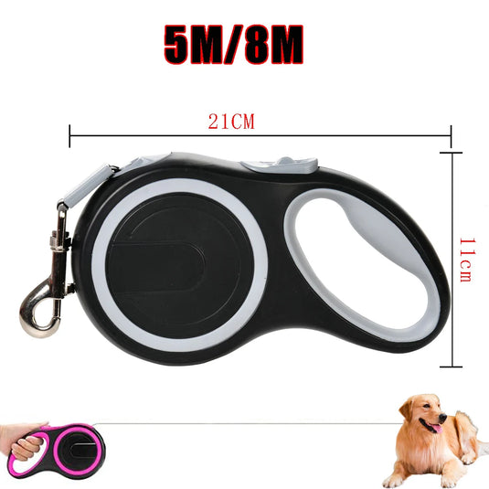 Retractable Dog Leash 5M/8M Durable Nylon Pet Lead for Small to Large Dogs & Cats