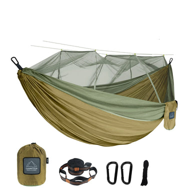 Leaftour Portable Hammock with Mosquito Net – Single & Double Sizes for Travel and Outdoor Camping