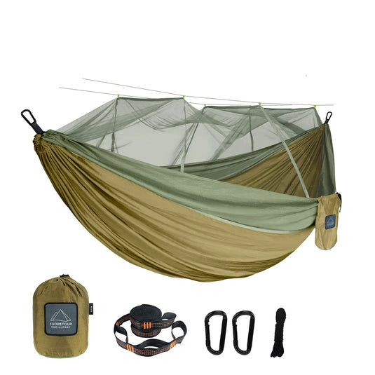 Leaftour Portable Hammock with Mosquito Net – Single & Double Sizes for Travel and Outdoor Camping