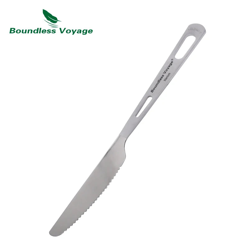 Load image into Gallery viewer, Boundless Voyage Titanium Camping Utensil Set – Lightweight 3-Piece Knife, Fork Spoon with Portable Bag
