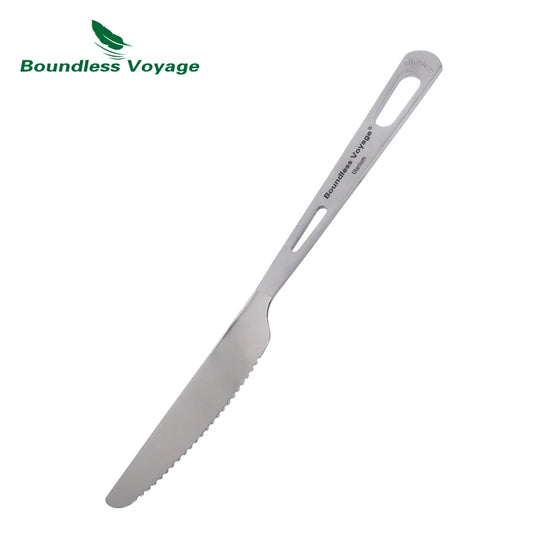 Boundless Voyage Titanium Camping Utensil Set – Lightweight 3-Piece Knife, Fork Spoon with Portable Bag