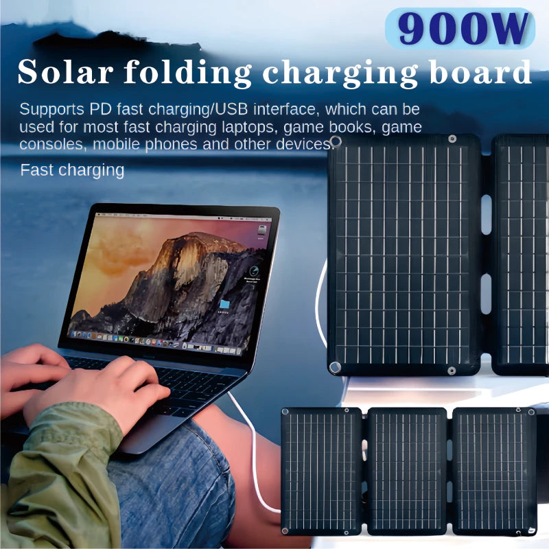 Load image into Gallery viewer, 900W Foldable Monocrystalline Solar Panel | Portable USB Type-C Solar Charger | Camping Hiking Generator
