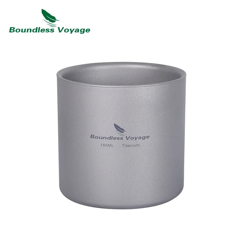 Load image into Gallery viewer, Titanium Double Wall Camp Cup Set | 120ml–450ml Insulated Teacup Coffee Mug | Outdoor Tableware

