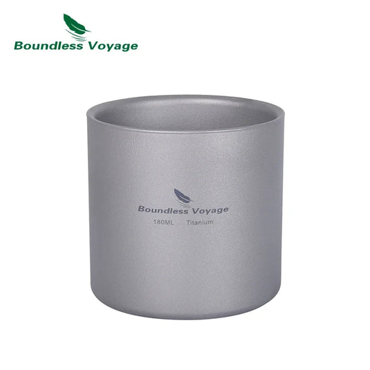 Titanium Double Wall Camp Cup Set | 120ml–450ml Insulated Teacup Coffee Mug | Outdoor Tableware
