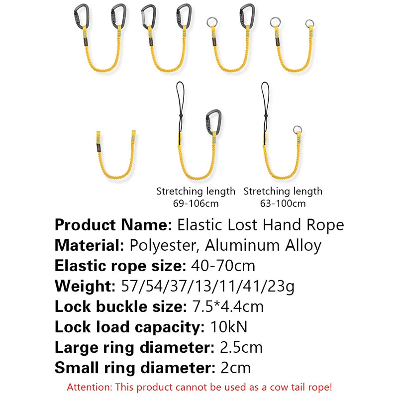 Load image into Gallery viewer, Climbing Gear Anti-Loss Elastic Rope - High Altitude Tool Safety Cord With Carabiner For Fall Protection And Drop Prevention
