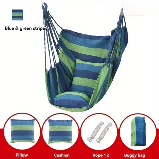Portable Canvas Swing Chair – Outdoor Leisure Hanging Hammock for Travel, Camping, or Home Use