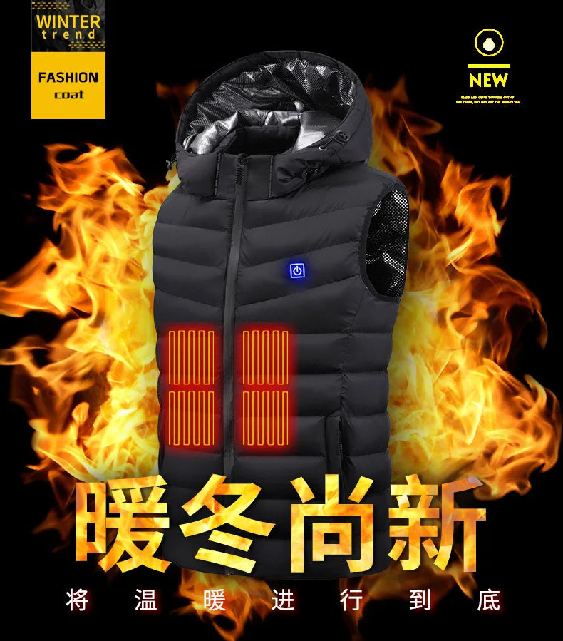 Load image into Gallery viewer, 5 Ereas Heated Vest Hooded vest Heating Vest Thermal Clothing  Men Women Usb Heated Jacket Hunting Winter Fashion Heat Jacket
