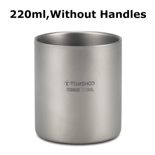 Double Wall Titanium Camp Cup | 220ml–600ml Insulated Coffee Tea Mug | Outdoor Hiking Backpacking