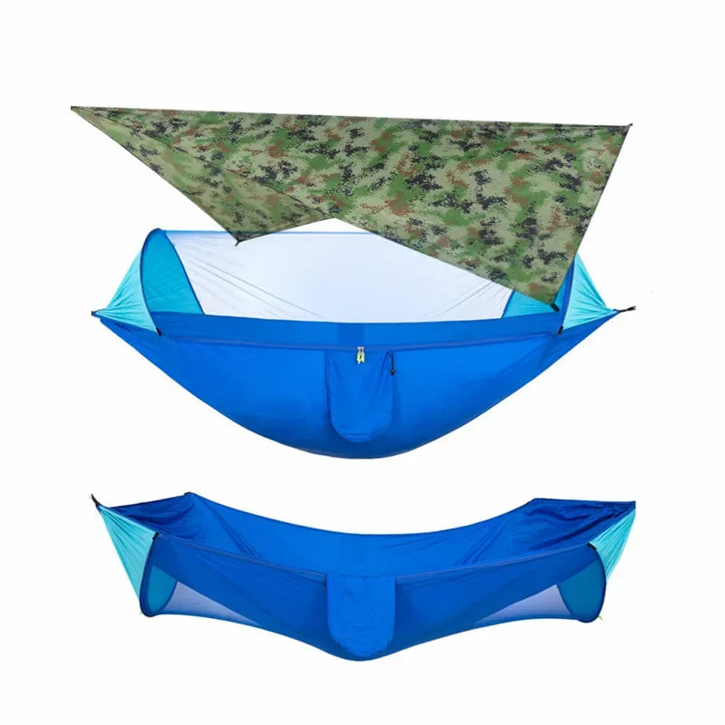 Load image into Gallery viewer, Camping Hammock with Mosquito Net and Rain Fly – 2-Person Portable Outdoor Hammock for Backpacking, Travel, Survival
