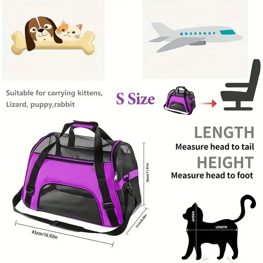 Portable Pet Carrier Bag Soft-Sided Travel Tote for Cats, Dogs & Puppies
