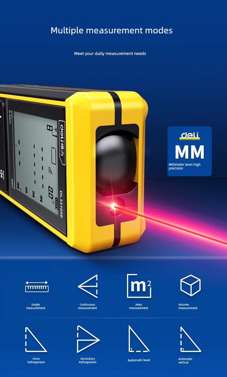 Load image into Gallery viewer, Deli Handheld Electronic Ruler Multi-Function Laser Rangefinder
