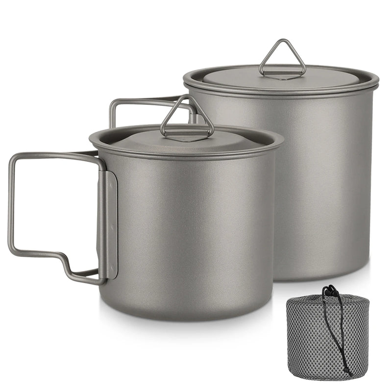 Load image into Gallery viewer, Ultralight Titanium Camp Mug | 300ml–750ml Foldable Handle Cup | Outdoor Camping Picnic Drinkware
