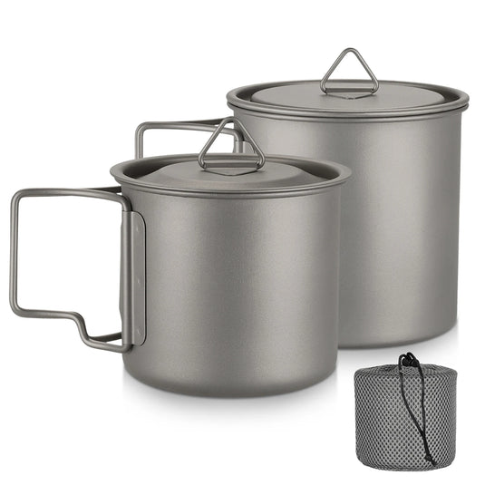 Ultralight Titanium Camp Mug | 300ml–750ml Foldable Handle Cup | Outdoor Camping Picnic Drinkware