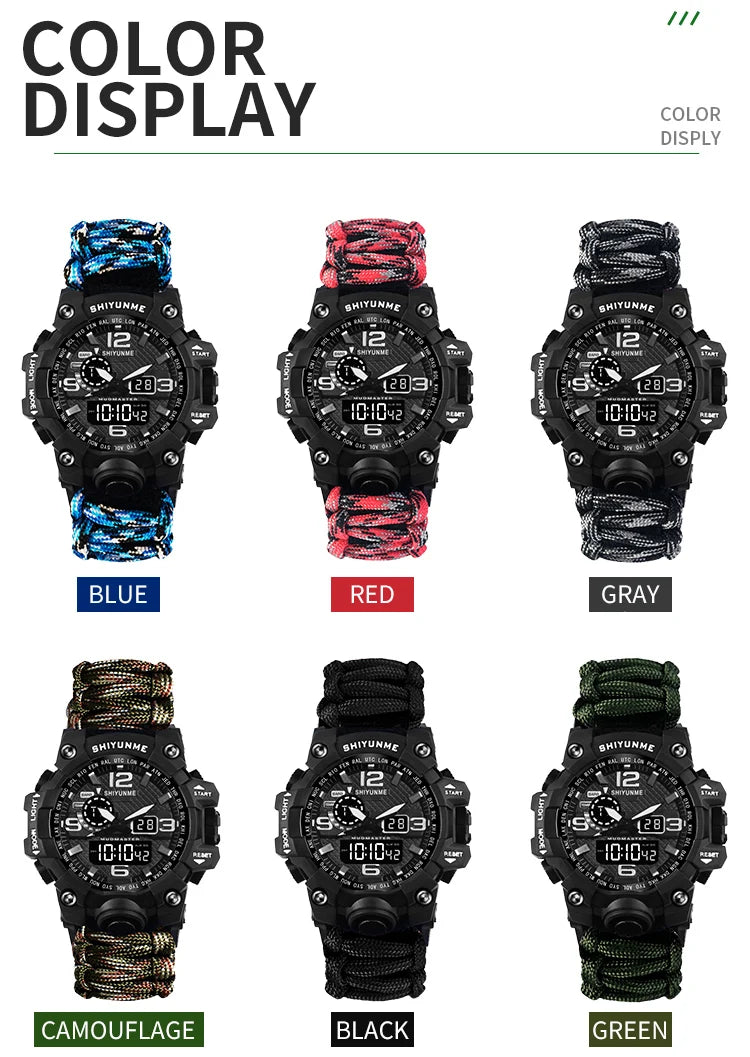 Load image into Gallery viewer, Outdoor Survival Watch Multifunctional Waterproof Military Tactical Paracord Watch Bracelet Camping Hiking Emergency Gear
