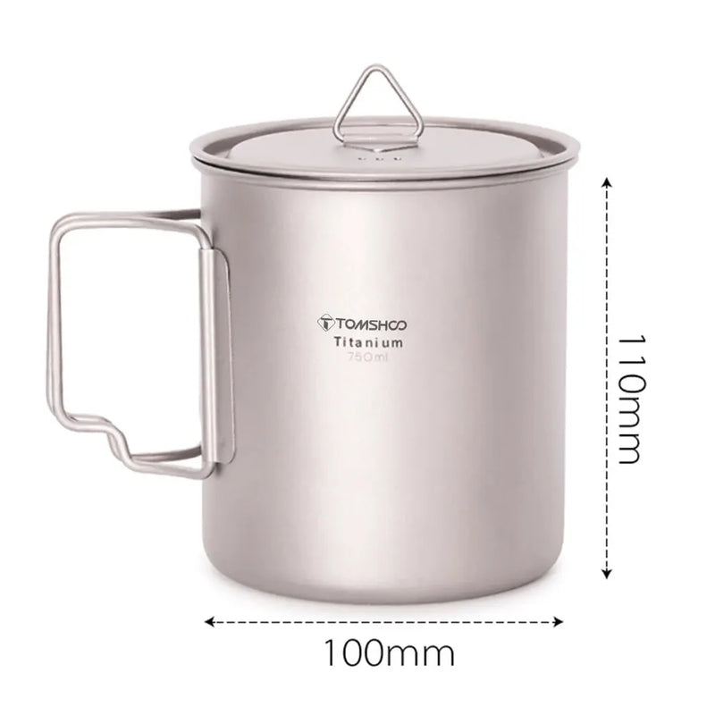 Load image into Gallery viewer, Titanium Camping Cup Mug Set | 450ml &amp; 750ml Ultralight Outdoor Cup | Foldable Handle Camp Mug
