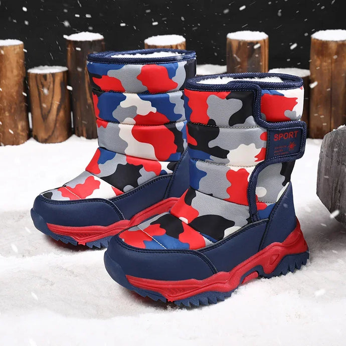 Hot Camouflage Children Snow Boots Hig Top Velvet and Thicken Kids Boot Girl Boys  Anti-slip Wear-resistant Shoe Child Snow Boot