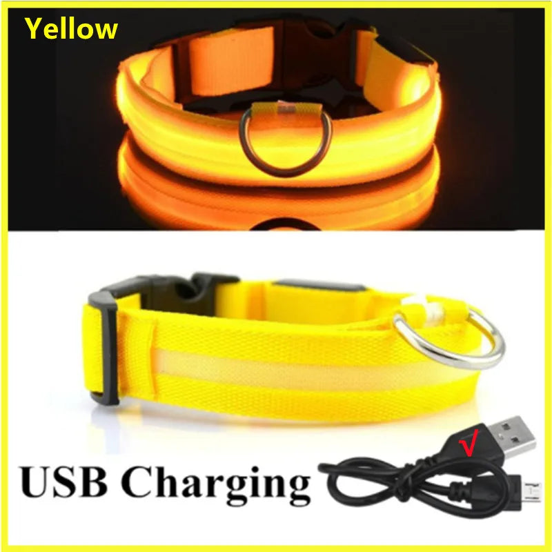 Load image into Gallery viewer, USB Rechargeable LED Dog Collar Adjustable Glowing Safety Collar for Night Walks
