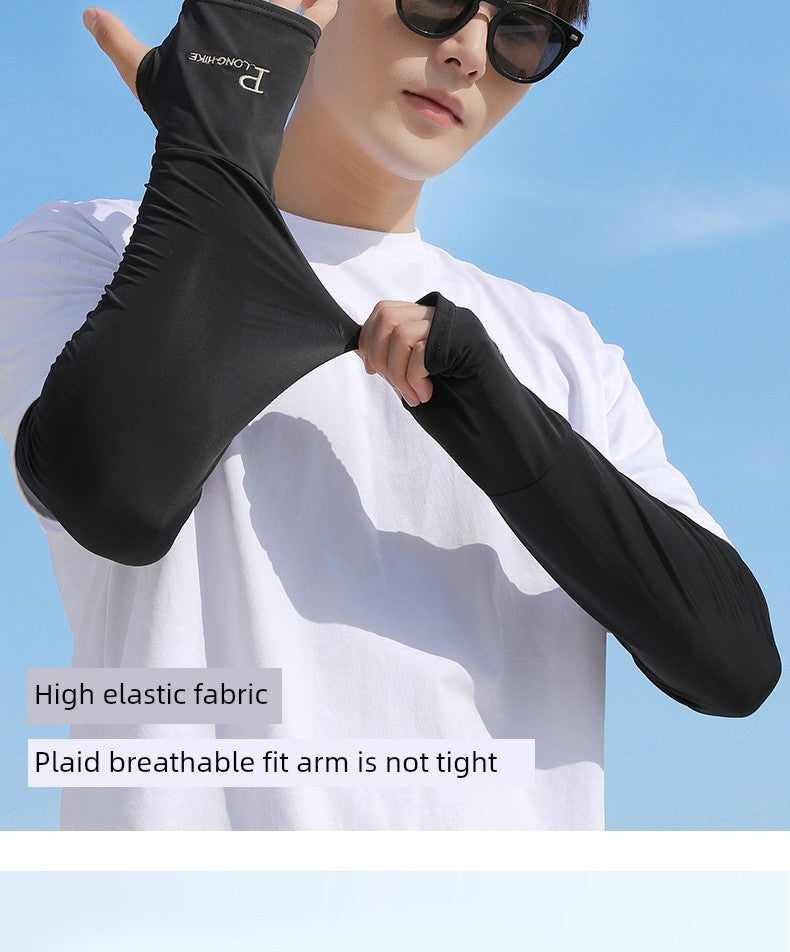 Load image into Gallery viewer, Men Ice Silk Long Widened Ice Sleeve Summer Plus Size Loose Sun Protection Oversleeve UV Protection Sleeves Arm Oversleeve
