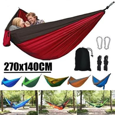 Double-Person Anti-Rollover Nylon Hammock – Lightweight Parachute Fabric Swing for Camping & Outdoor Use