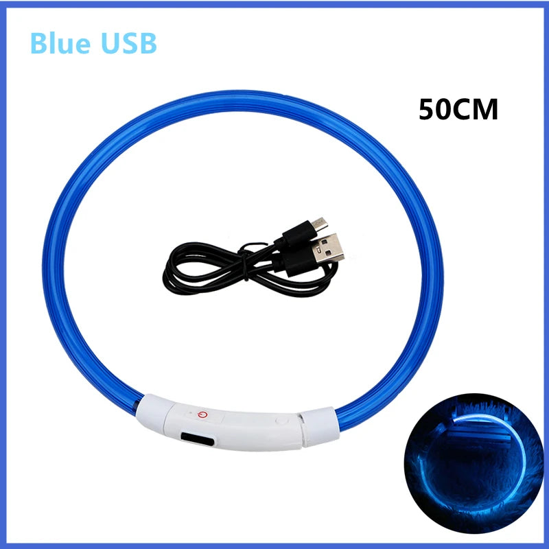Load image into Gallery viewer, USB Rechargeable LED Dog Collar Adjustable Glowing Safety Collar for Night Walks
