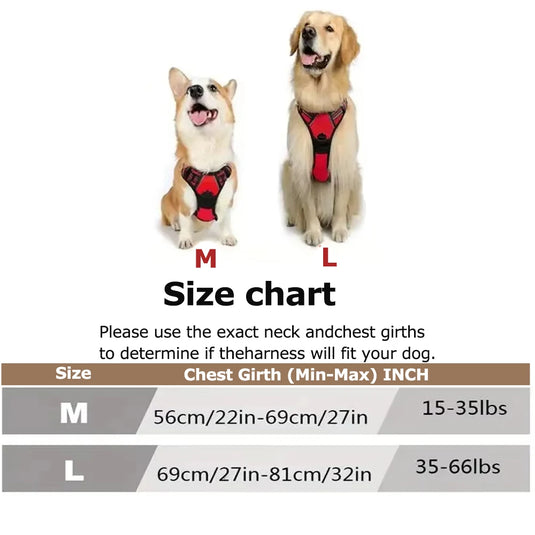 No-Pull Reflective Dog Harness Easy-Control Vest for Medium & Large Dogs
