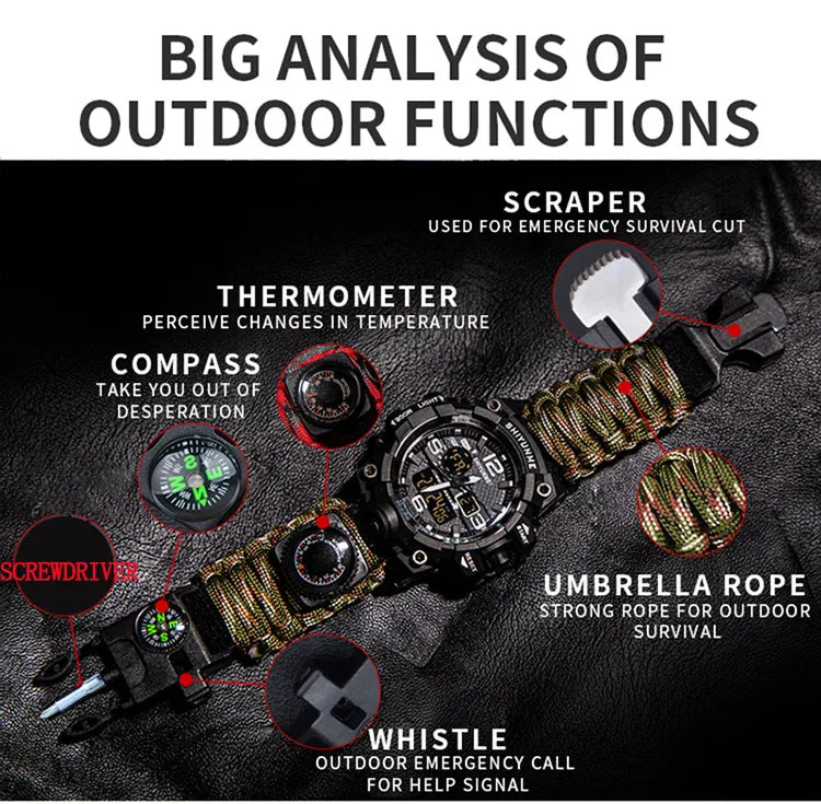 Load image into Gallery viewer, Outdoor Survival Watch Multifunctional Waterproof Military Tactical Paracord Watch Bracelet Camping Hiking Emergency Gear
