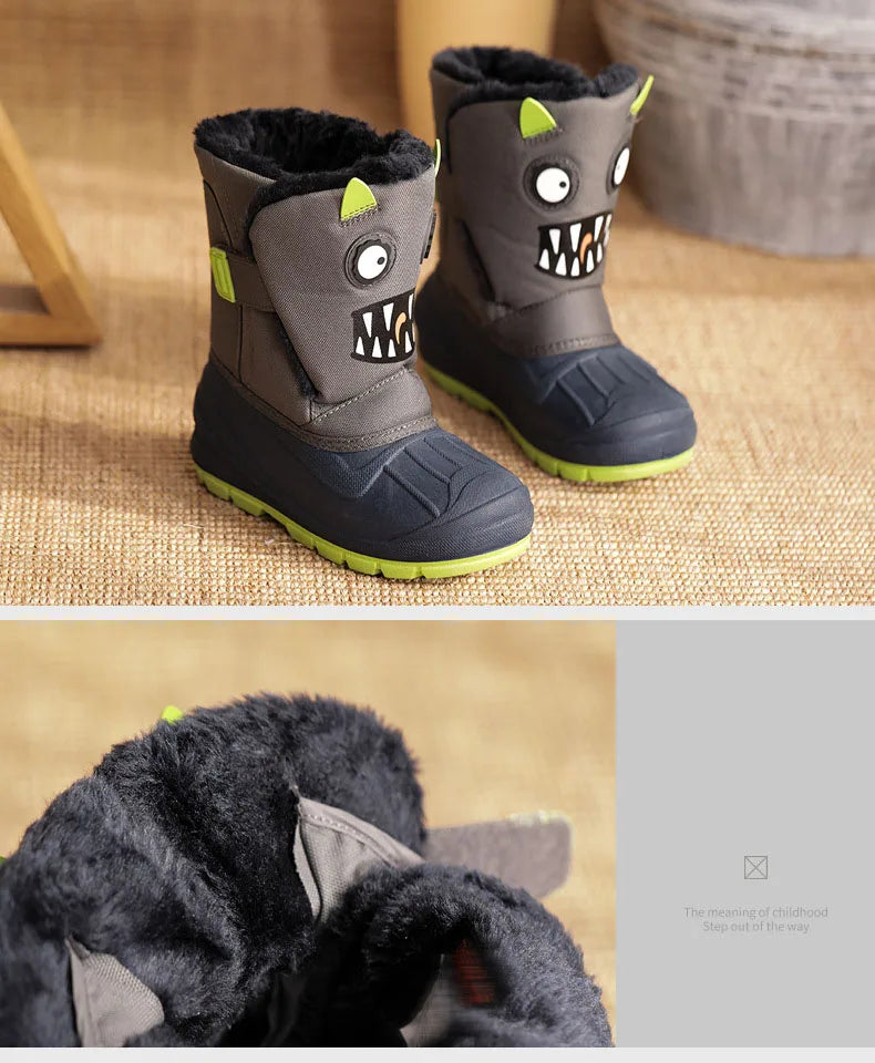 Load image into Gallery viewer, Winter Children Snow Boots Girls High-top Princess Boots Boys Anti-kick Thicken Cotton Shoes Baby Soft Waterproof Cartoon Boots
