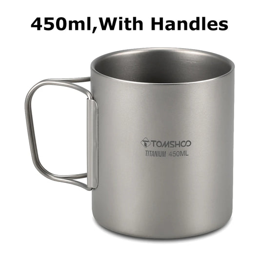 Double Wall Titanium Camp Cup | 220ml–600ml Insulated Coffee Tea Mug | Outdoor Hiking Backpacking