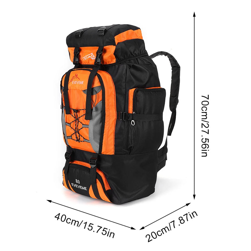 Load image into Gallery viewer, Orange and black backpack with dimensions indicated on a white background
