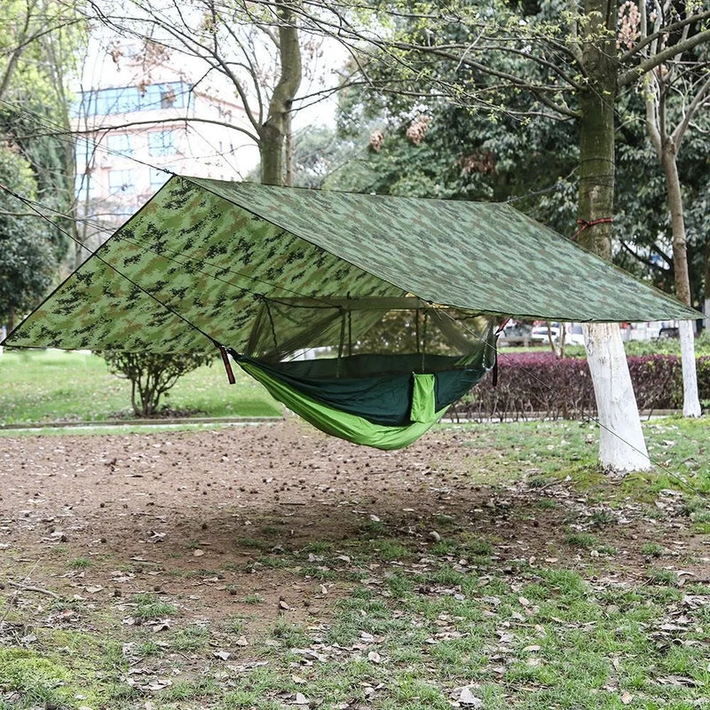 Load image into Gallery viewer, Camping Hammock with Mosquito Net &amp; Rainfly – All-in-One Sunshade Shelter for Outdoor Comfort
