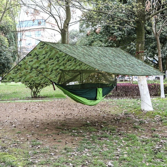 Camping Hammock with Mosquito Net & Rainfly – All-in-One Sunshade Shelter for Outdoor Comfort