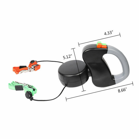 Double Retractable Dog Leash Heavy-Duty, Tangle-Free Walking for Two Dogs (Up to 50lbs Each)