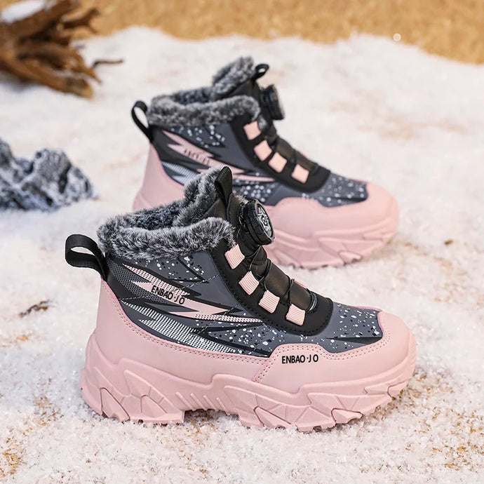 New Children Snow Boots Trendy All-match Kid Winter Thick Bottom Cotton Shoe Mid Top Warm Girl Boy Anti-slip Wear-resistant Boot