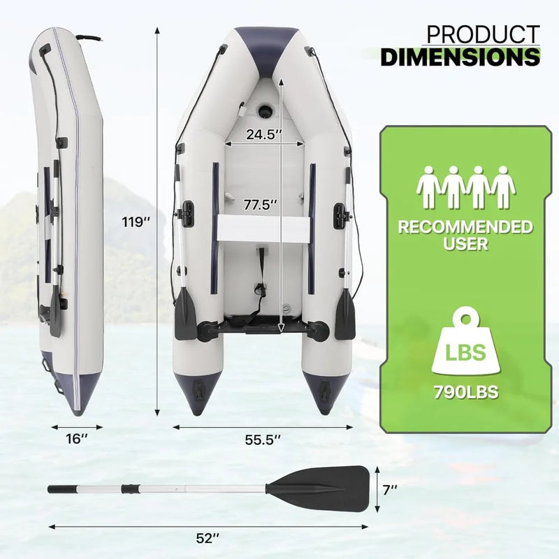 Load image into Gallery viewer, Inflatable Boat Kayak Set with Aluminum Oars, Mini Foot-Pump, Carry Bag and Repair Kit
