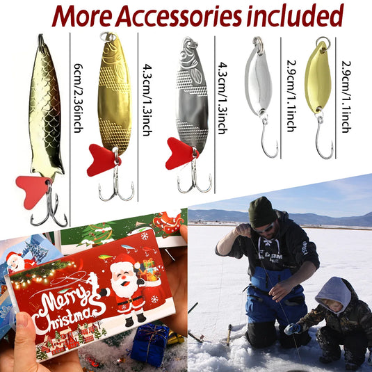 New Fishing Advent Calendar 2024,24 Days Fishing Lure Christmas Countdown Calendar Fishing Tackle Xmas Gift For Anglers/Family