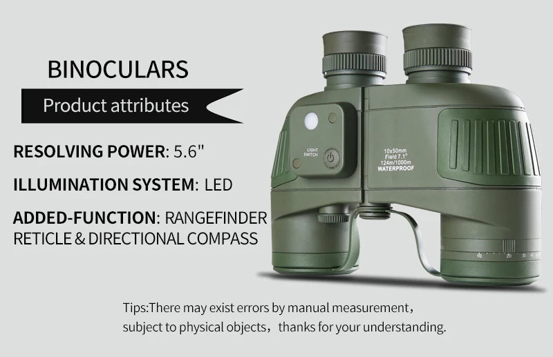 Load image into Gallery viewer, waterproof 10X50 binoculars with compass rangefinder binoculars telescope
