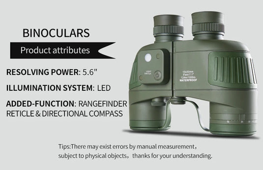 waterproof 10X50 binoculars with compass rangefinder binoculars telescope