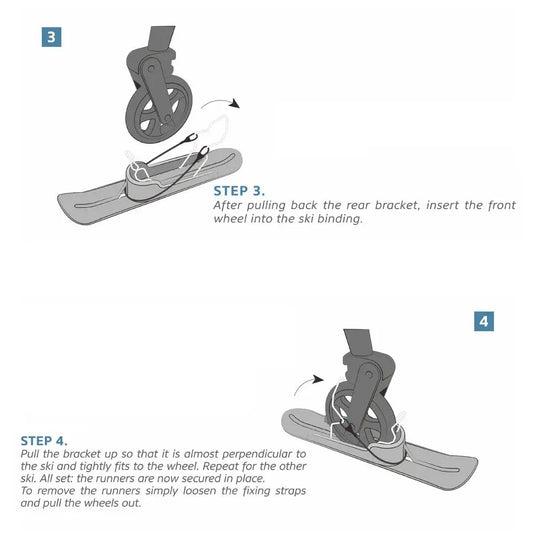 Snow Skis Set Balance Cycling Scooter Parts Lightweight Snow Sledge Board Set For Scooter For Snowfields Baby Strollers