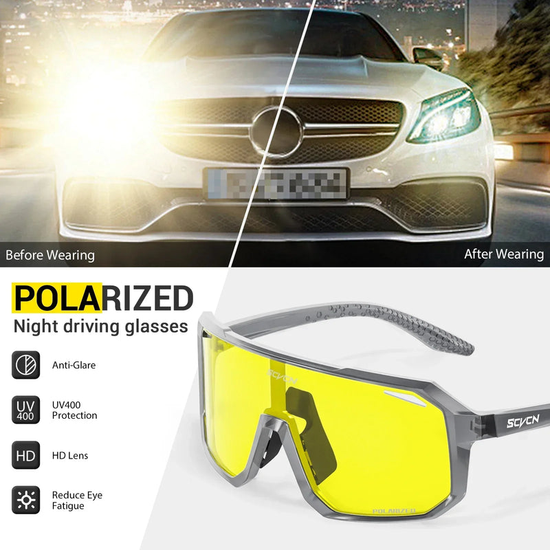 Load image into Gallery viewer, SCVCN Yellow Polarized UV400 Cycling Sunglasses – Precision Vision for Active Lifestyles
