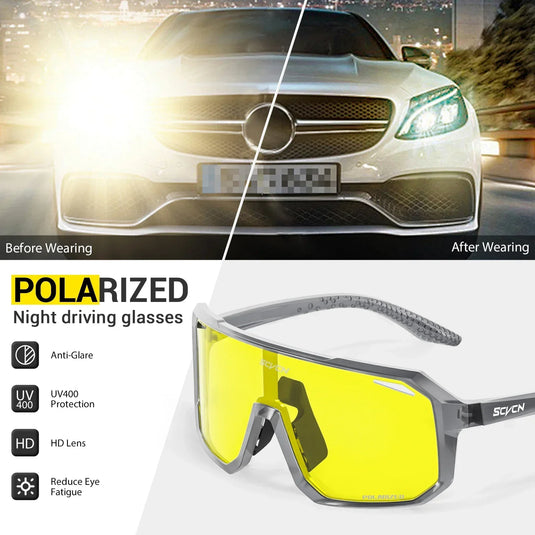 SCVCN Yellow Polarized UV400 Cycling Sunglasses – Precision Vision for Active Lifestyles