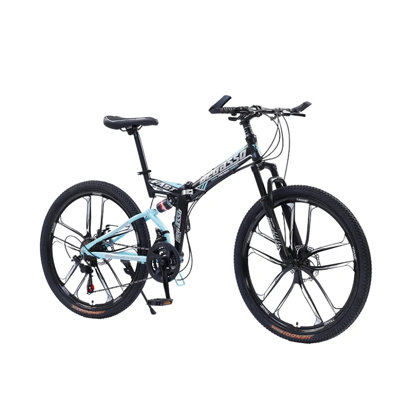 Load image into Gallery viewer, Gear-Shifting Folding Mountain Bike – 26-Inch, 24-Speed, Soft-Tail Carbon Steel Frame
