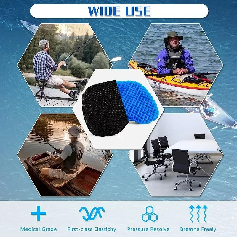 Load image into Gallery viewer, Anti Slip Padded Kayak Gel Seat Cushion Thick Waterproof Pad with Non-Slip Cover for Kayaking Fishing Boat Rafting Accessories
