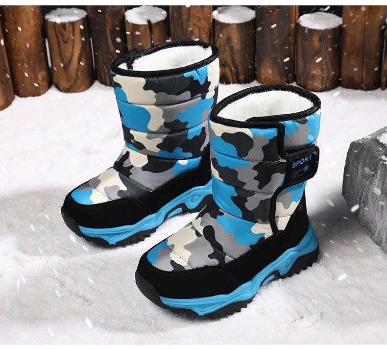 Load image into Gallery viewer, Hot Camouflage Children Snow Boots Hig Top Velvet and Thicken Kids Boot Girl Boys  Anti-slip Wear-resistant Shoe Child Snow Boot
