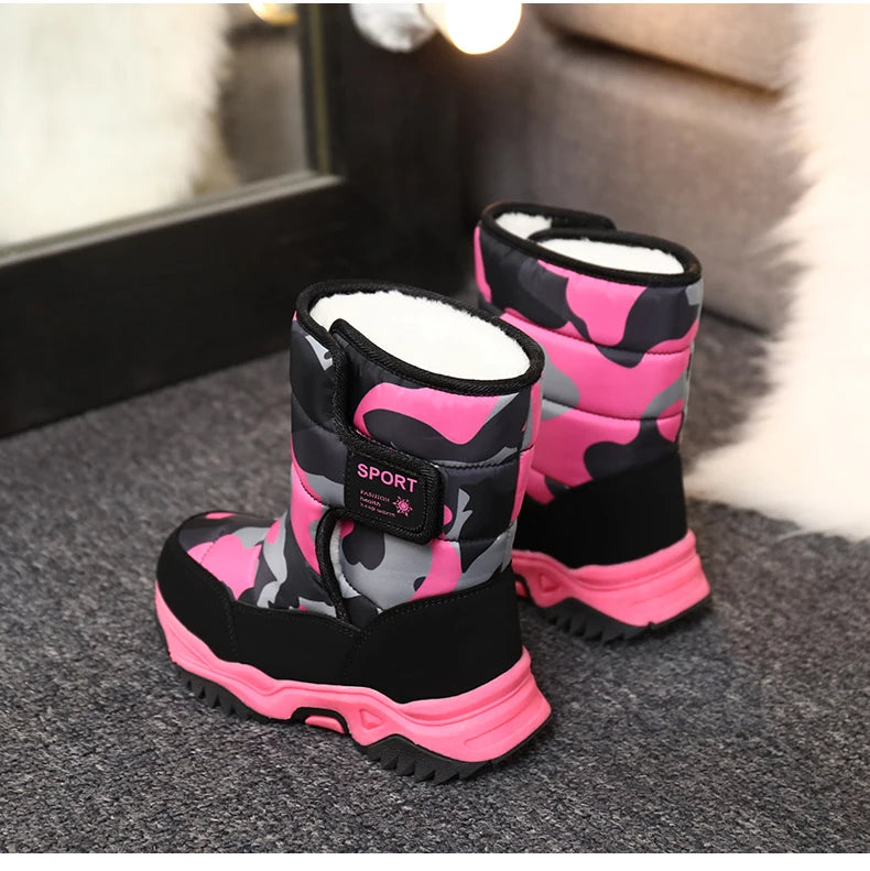 Load image into Gallery viewer, Hot Camouflage Children Snow Boots Hig Top Velvet and Thicken Kids Boot Girl Boys  Anti-slip Wear-resistant Shoe Child Snow Boot
