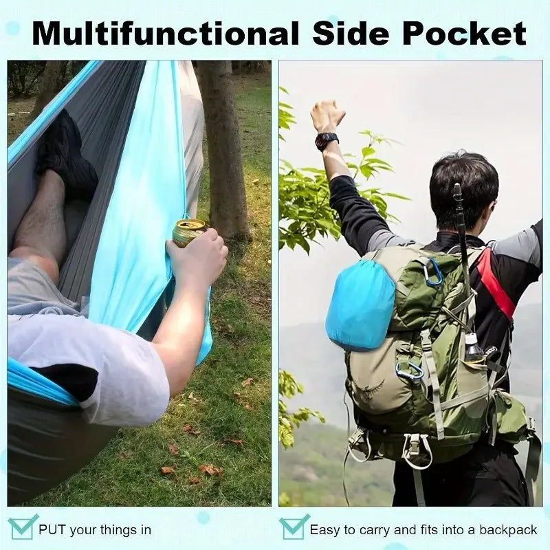 Load image into Gallery viewer, Lightweight Camping Hammock with Tree Straps – Tear-Resistant Nylon Gear for Outdoor &amp; Indoor Use
