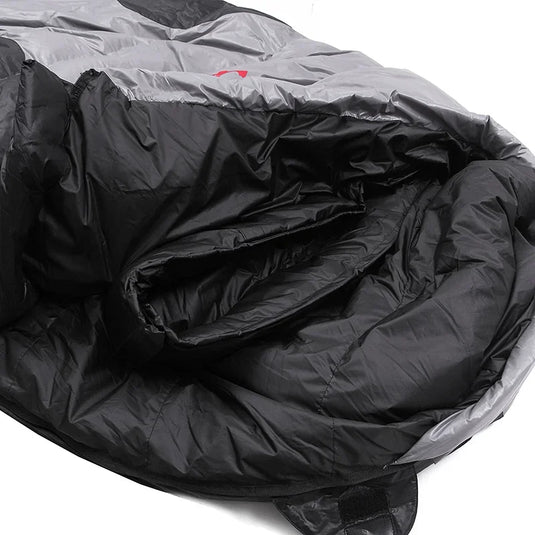 Black sleeping bag on a white background