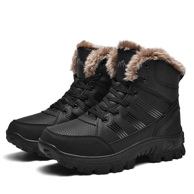 Load image into Gallery viewer, HIKEUP Winter Boots Men Cotton Shoes High Top Snow Boots Outdoor Hiking Shoes Men Waterproof Combat Military Boots Plus Size
