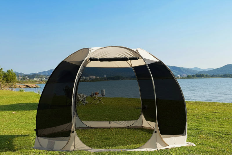 Load image into Gallery viewer, Portable outdoor canopy with sunshade, improved air circulation, and mosquito prevention features.
