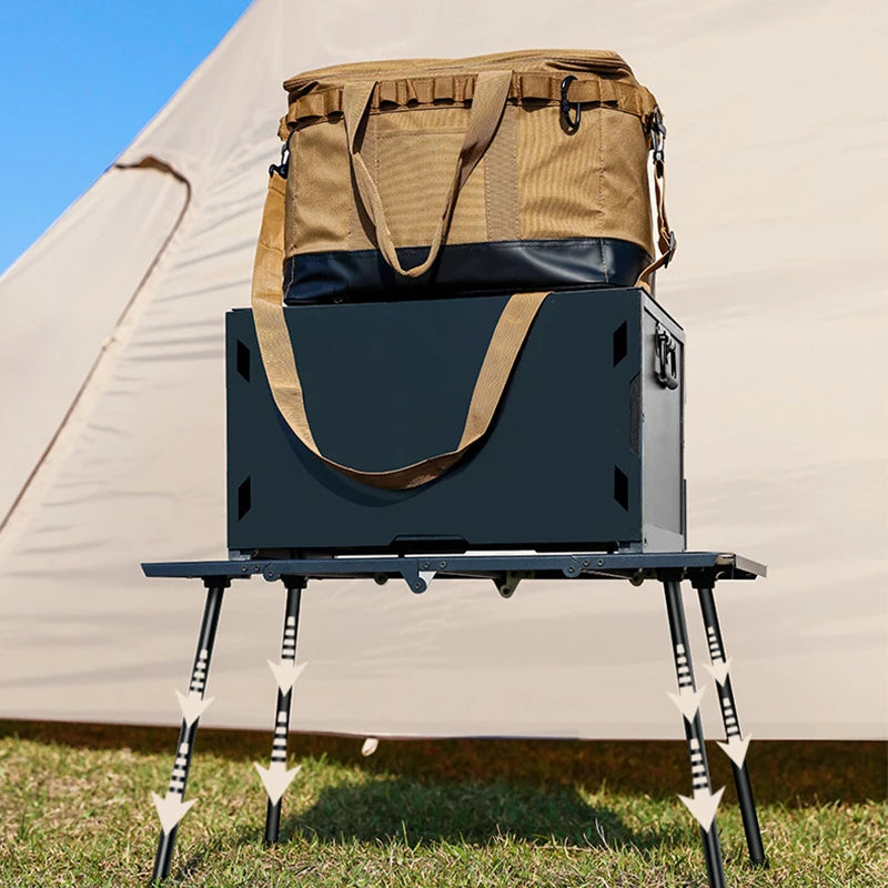 Load image into Gallery viewer, Folding Tactical Camping Table | Adjustable Height Aluminum Alloy | IGT Side Rack Outdoor Desk
